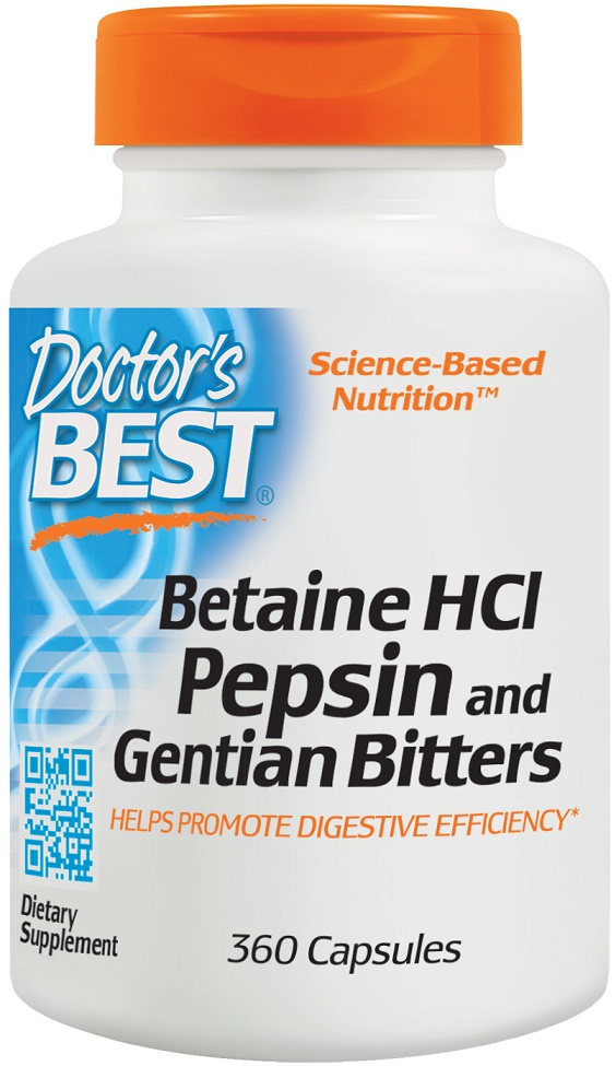 Doctor's Best - Betaine HCl Pepsin & Gentian Bitters - 360 caps