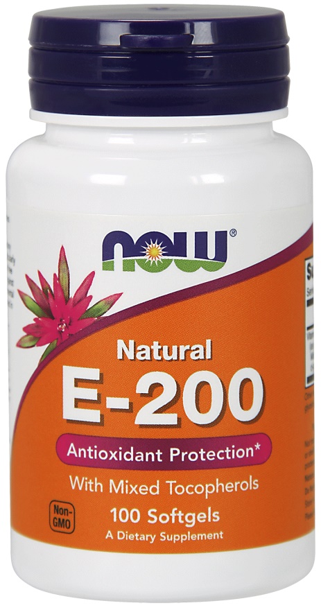 NOW Foods - Vitamin E-200 - Natural (Mixed Tocopherols) - 100 softgels