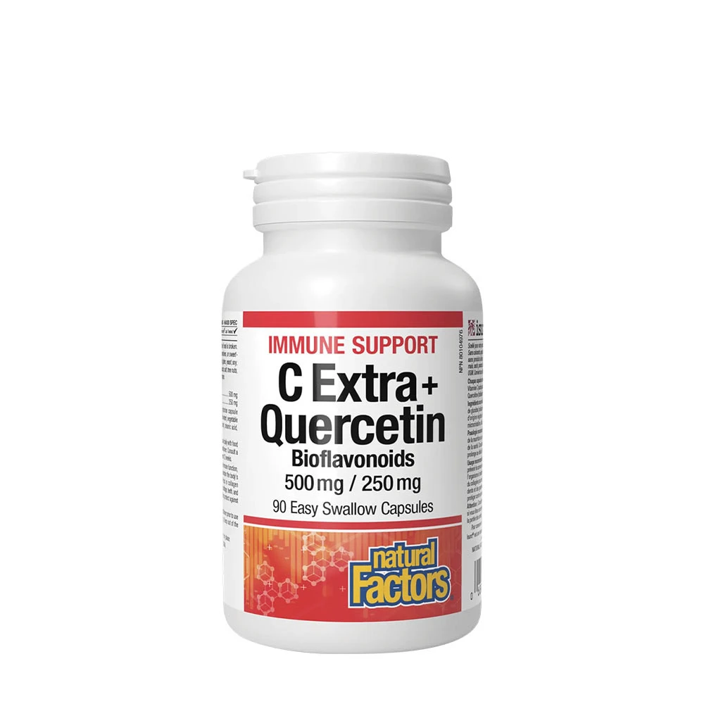 Natural Factors C Extra + Quercetin Bioflavonoids 500 mg/250 mg (90 Capsules)