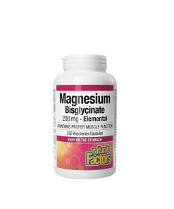 Natural Factors Magnesium Bisglycinate Pure 200 mg (250 Capsules)
